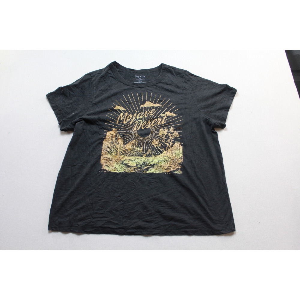 Zoe + Liv Graphic Tee Women Double Extra Large Black Excellent Mojave Desert